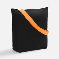 Шопер B5, черный с широкими оранжевыми ручками