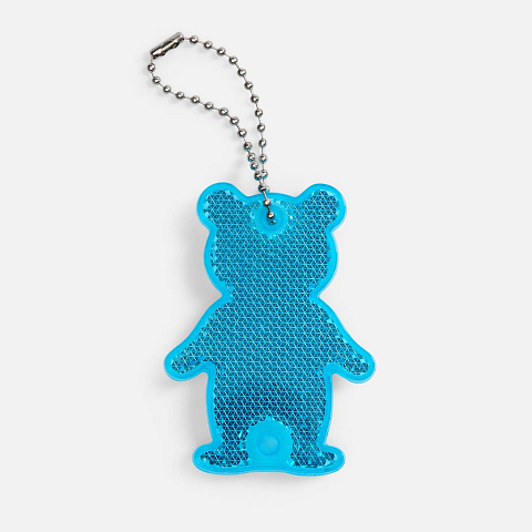 Пешеходный светоотражатель с цепочкой «Мишка», синий - рис 2.