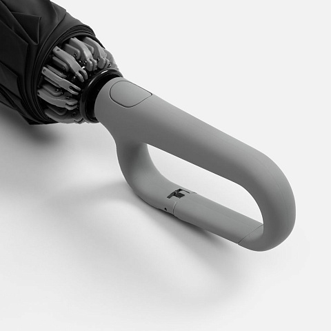 Зонт обратного сложения с ручкой-карабином Foldberry, серый - рис 6.