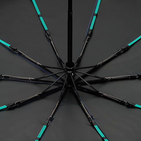 Зонт складной Skymate с УФ-защитой и ручкой-карабином, темно-синий - рис 4.