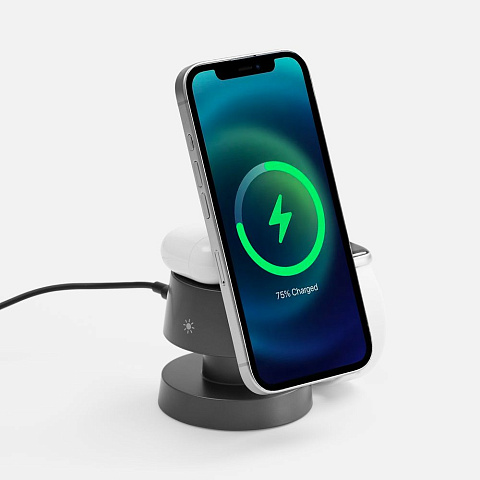 Станция беспроводной зарядки с подсветкой Lume, серая - рис 2.