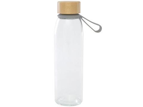 Стеклянная бутылка для воды Porto объемом 500 мл с силиконовой ручкой и бамбуковой крышкой - Серый - рис 2.