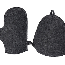 Банный набор из шапки и рукавицы Renew, серый