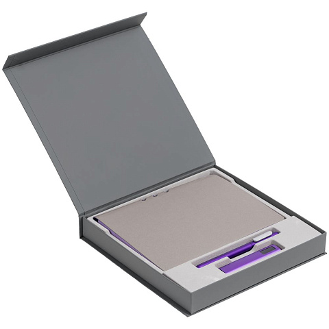 Коробка Memoria под ежедневник, аккумулятор и ручку, серая - рис 3.