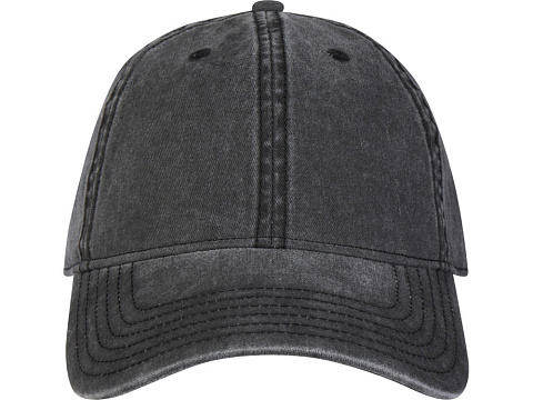 Графтон 6-панельная промытая кепка, черный - рис 2.