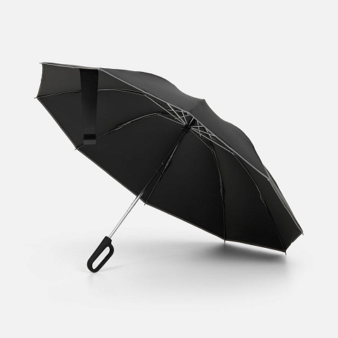 Зонт обратного сложения с ручкой-карабином Foldberry, черный - рис 2.