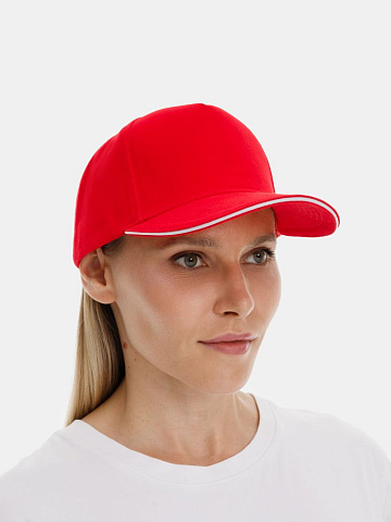Бейсболка Classic 2.0, красная с белым кантом - рис 7.