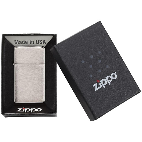 Зажигалка Zippo Slim Brushed, матовая серебристая - рис 3.
