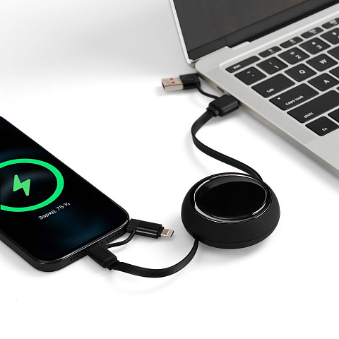 Складной кабель с переходниками pocketCoil, черный - рис 2.