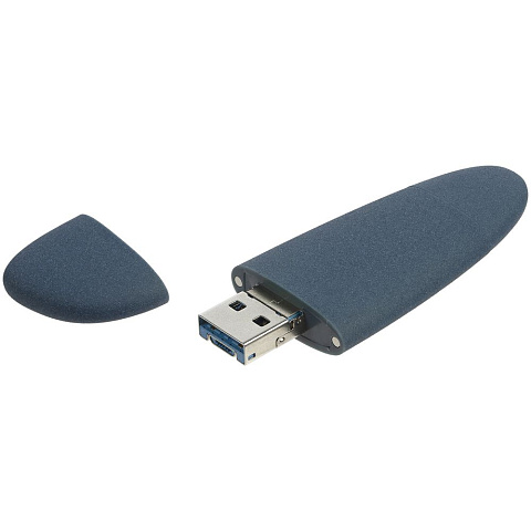 Флешка Pebble Universal, USB 3.0, серо-синяя, 32 Гб - рис 4.
