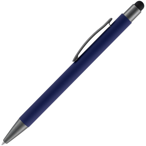 Ручка шариковая Atento Soft Touch со стилусом, темно-синяя - рис 3.