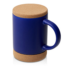 Кружка 450 мл с пробковым дном с крышкой Корк & Бон, глубокий синий