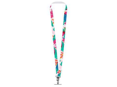 Ланъярд 2 см под сублимацию с 2-мя трендовыми карабинами и металлическим держателем для телефона, черный - рис 2.