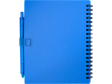 Набор Niove из блокнота из переработанного пластика в мягкой обложке и шариковой ручки (синие чернила) - Синий - рис 3.