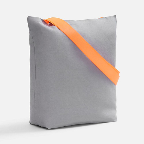 Шопер B5, серый с широкими оранжевыми ручками - рис 2.