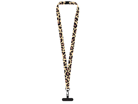 Ланъярд 2 см под сублимацию с трендовым карабином, замком обрыва и узким держателем для телефона из ПЭ, черный - рис 3.