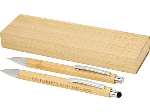 Oblys набор из бамбуковой шариковой ручки и механического карандаша - Натуральный - рис 7.