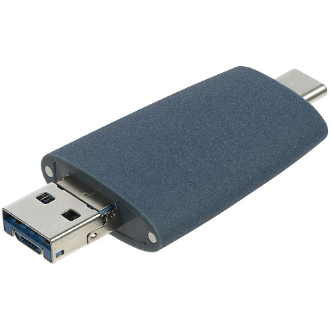 Флешка Pebble Universal, USB 3.0, серо-синяя, 32 Гб - рис 6.