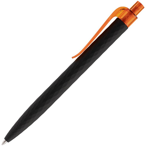 Ручка шариковая Prodir QS01 PRT-P Soft Touch, черная с оранжевым - рис 4.