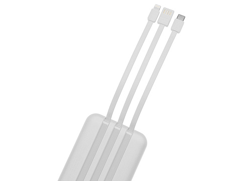 Магнитный беспроводной внешний аккумулятор со встроенными кабелями Мэни,быстаря зарядка, 10000 мАч, белый - рис 6.