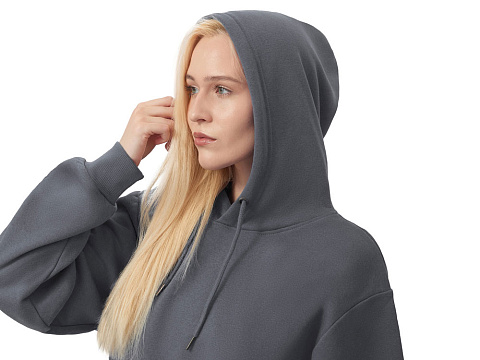 Толстовка с капюшоном оверсайз Lisbon унисекс, темно-серый - рис 8.