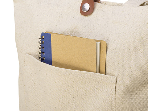 Сумка Clip из хлопка 340 г/м2 с застежкой из экокожи, натуральный - рис 10.