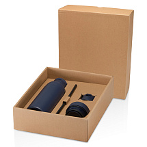 Illuminate бутылка для воды объемом 650 мл из переработанной нержавеющей стали RCS с двойными стенками и набором из 3 крышек - Синий Navy