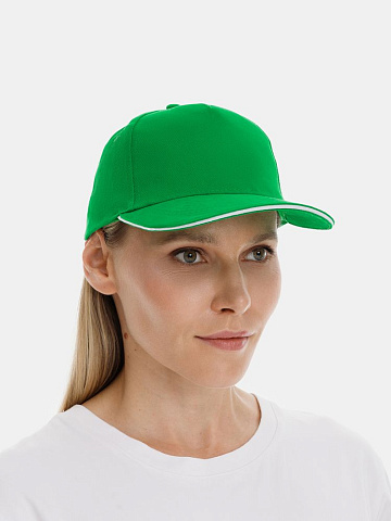 Бейсболка Classic 2.0, ярко-зеленая с белым кантом - рис 7.