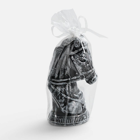 Свеча фигурная «Бюст лошади», серебристая - рис 4.