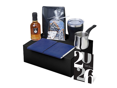 Подарочный набор с туркой, кофе и термокружкой, синий - рис 2.