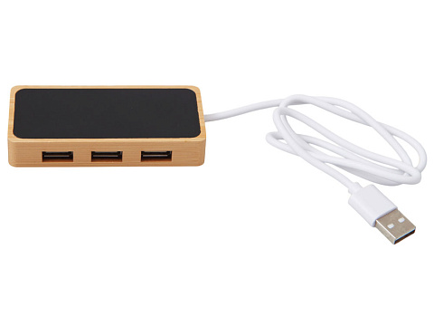 USB хаб с подсветкой лого Reedia S5, 3*USB, 1*Type C, бамбук, черный - рис 3.