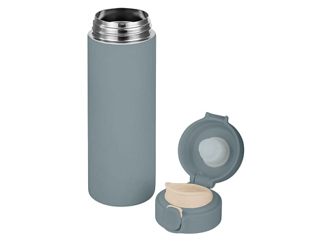 Вакуумная термокружка Waterline c кнопкой Guard, 400 мл, тубус, антрацит - рис 2.