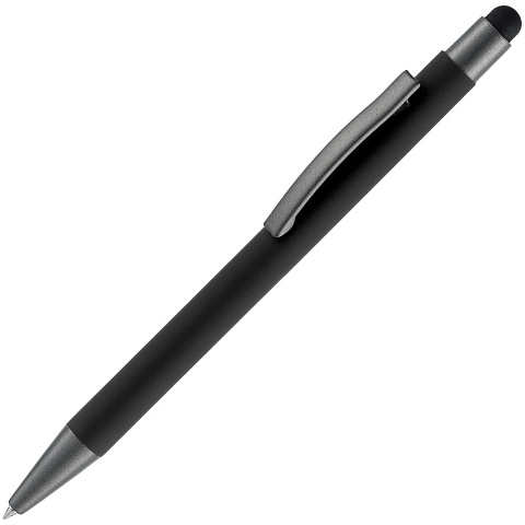 Ручка шариковая Atento Soft Touch Stylus со стилусом, черная - рис 2.