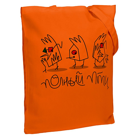 Холщовая сумка «Полный птц», оранжевая - рис 2.