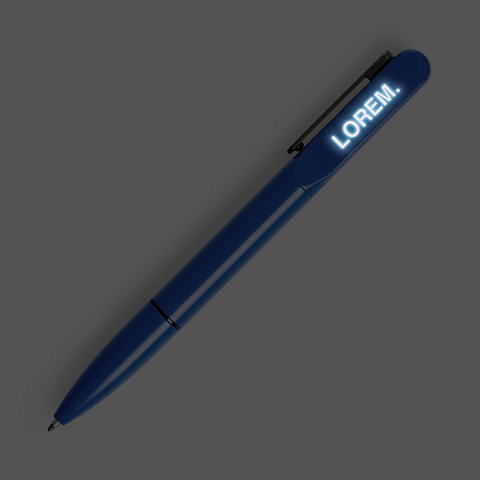 Ручка шариковая Lucenti с подсветкой логотипа, в футляре, синяя - рис 3.