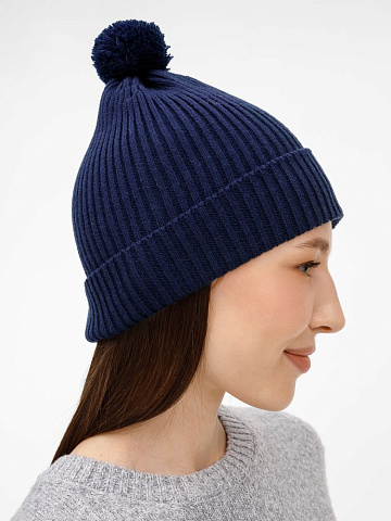 Шапка Catch Match с помпоном, темно-синяя - рис 8.