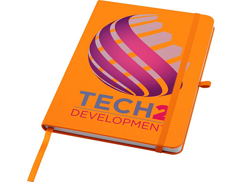 Teak блокнот А5 из переработан. материала в твердой обложке с линован. страницами - Оранжевый - рис 6.