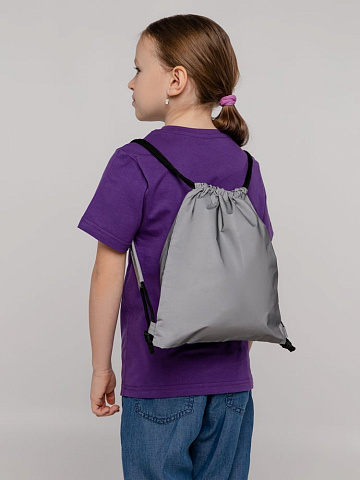 Детский рюкзак-мешок Manifest из светоотражающей ткани, серый - рис 9.