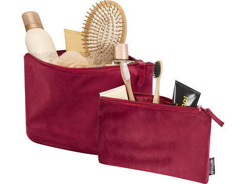 Swift набор косметичек из переработанного бархата GRS, бургунди - рис 3.