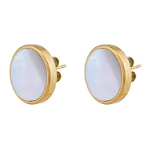 Пусеты SHELL WHITE Fiore Luna *AE01734-3 BW/G