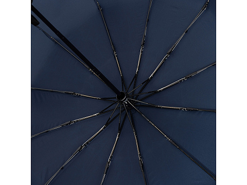 Зонт складной мужской TORBER, автомат, 3 сложения, синий, каркас сталь/файбергласс, эпонж, пластиковая ручка, диаметр 103 см - рис 4.