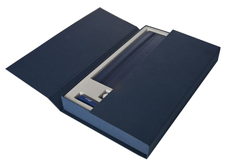 Коробка Three Part под ежедневник, флешку и ручку, синяя - рис 4.