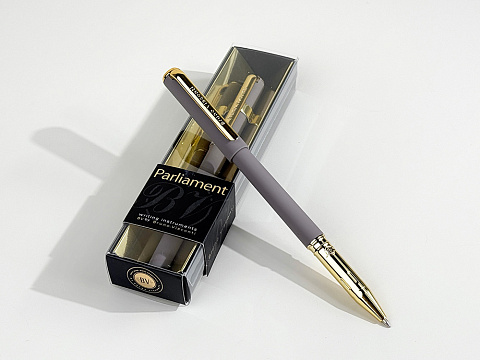 Ручка пластиковая шариковая Parliament, 0,7 мм, синие чернила, серый/золотистый - рис 5.