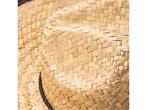 Шляпа из натуральной соломы MUNDAK/СИЕСТА с регулируемой завязкой, бежевый/черный - рис 3.