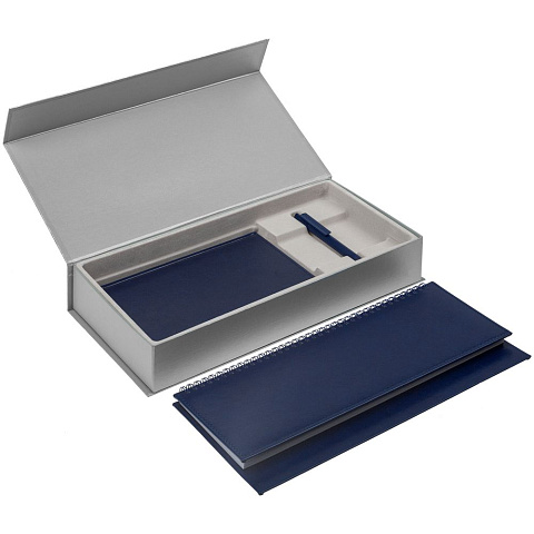 Коробка Planning с ложементом под набор с планингом, ежедневником и ручкой, серебристая - рис 4.