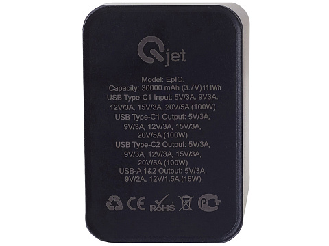 Внешний аккумулятор для ноутбуков EpIQ, 100 Вт, 30000 mAh, темно-серый - рис 9.