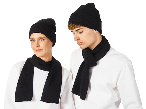 Подарочный набор с варежками, шарфом и термосом, черный - рис 8.