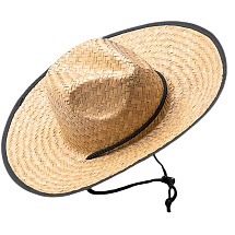 Шляпа из натуральной соломы MUNDAK/СИЕСТА с регулируемой завязкой, бежевый/черный