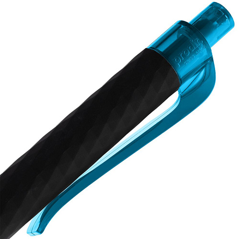 Ручка шариковая Prodir QS01 PRT-P Soft Touch, черная с голубым - рис 7.