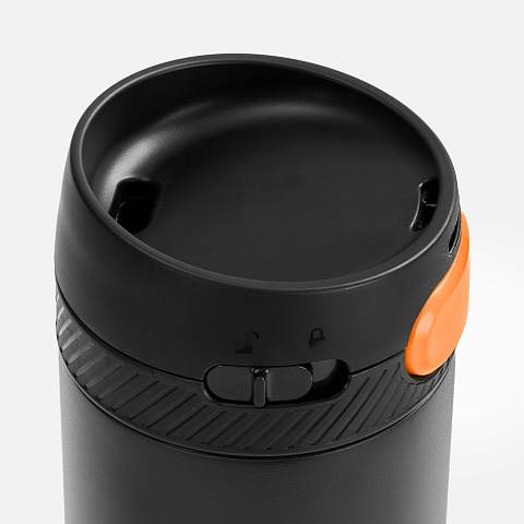 Термостакан X1 с цветной кнопкой, черный с оранжевым - рис 4.